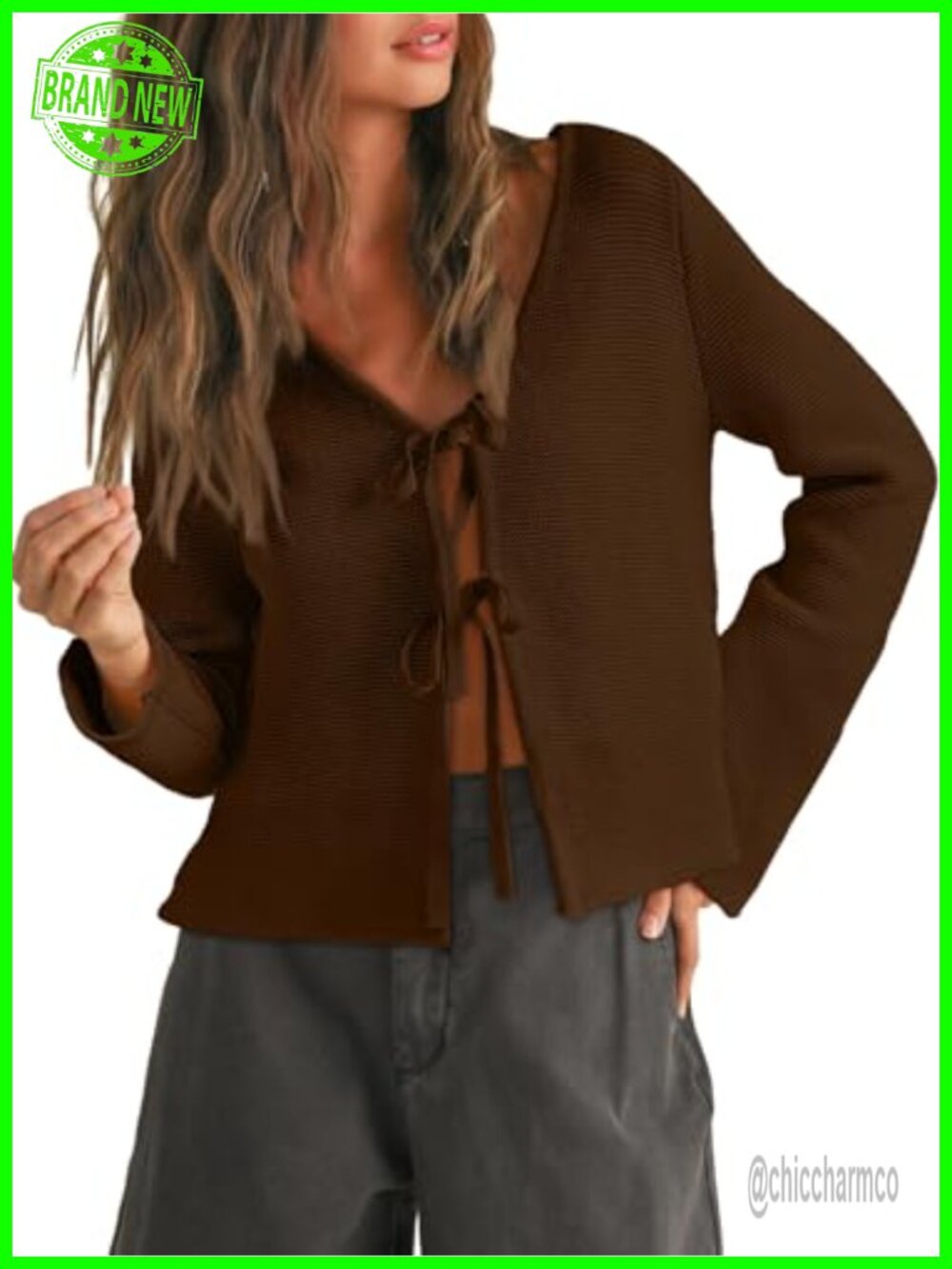 Tie Front Vest Sweater - Crochet Knit Fabric, Y2K Cute for Casual Layering